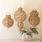 Set Of Three Large Woven Seagrass And Iron Ornaments By Kalalou