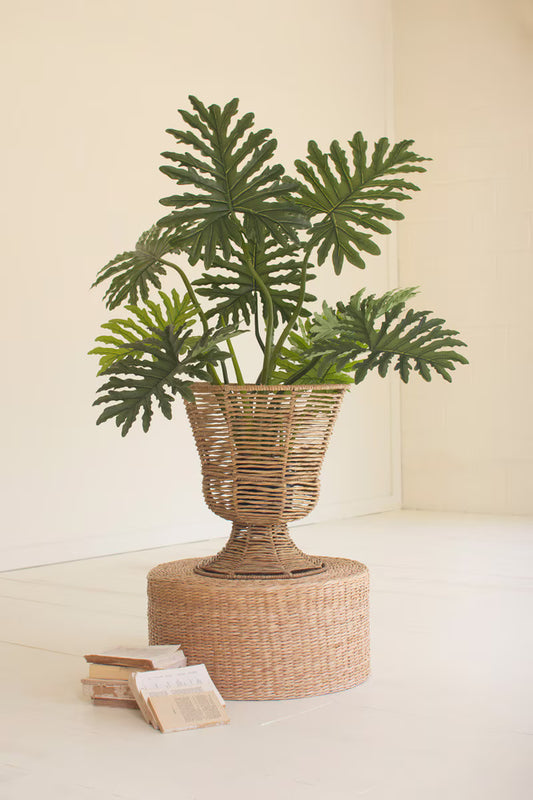 Iron And Seagrass Urn - Short By Kalalou