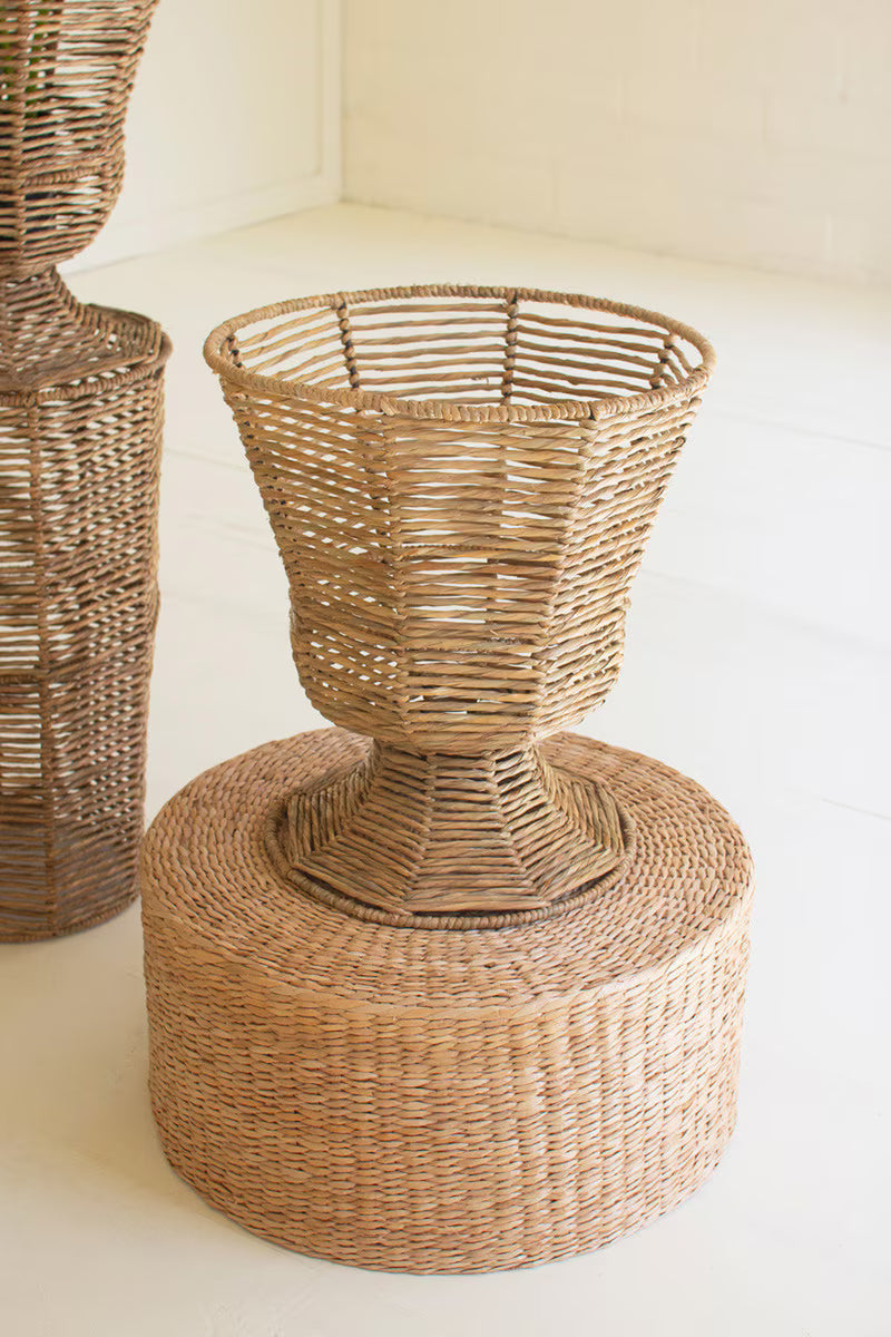 Iron And Seagrass Urn - Short By Kalalou