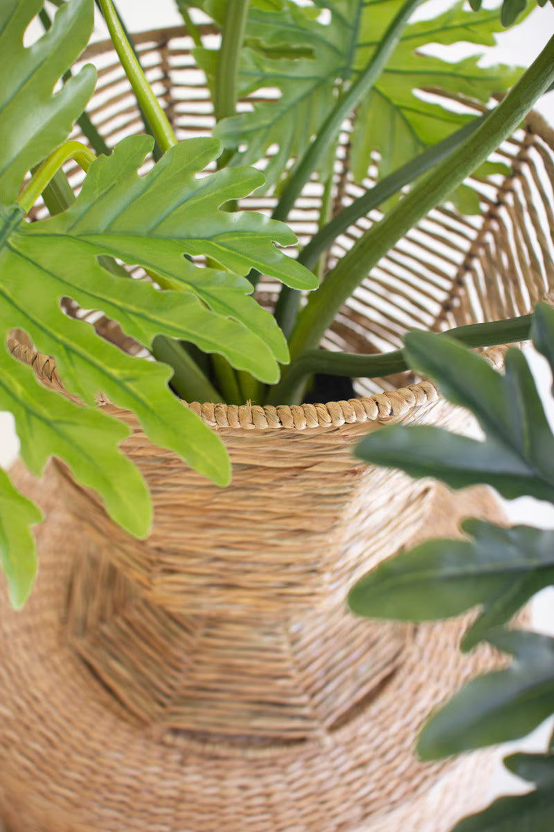 Iron And Seagrass Urn - Short By Kalalou