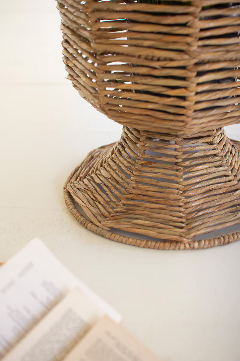 Iron And Seagrass Urn - Short By Kalalou