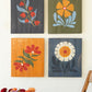 Set Of Four Hand Painted Florals On Recycled Wood Panels By Kalalou