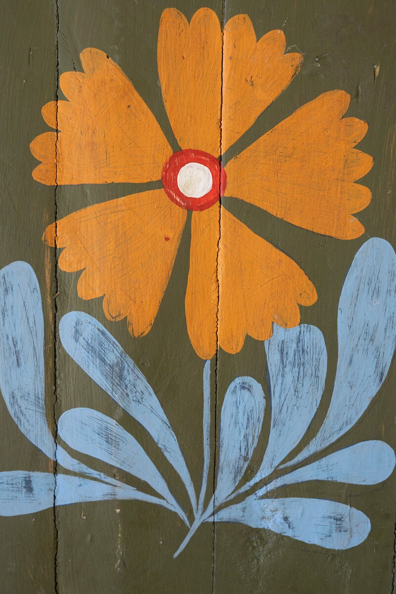 Set Of Four Hand Painted Florals On Recycled Wood Panels By Kalalou