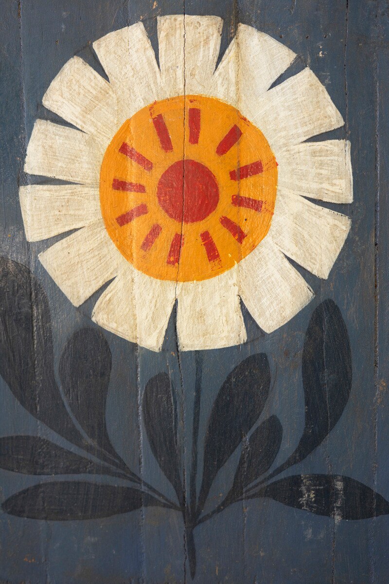 Set Of Four Hand Painted Florals On Recycled Wood Panels By Kalalou