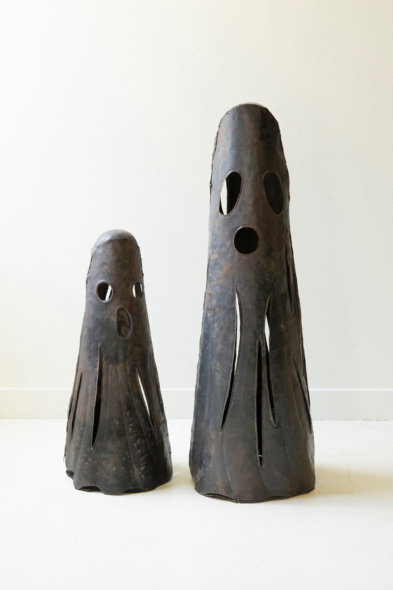 Set Of Two Rustic Iron Ghost Luminaries By Kalalou