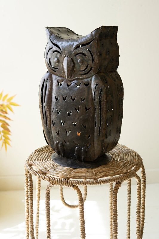 Rustic Iron Owl Luminary By Kalalou
