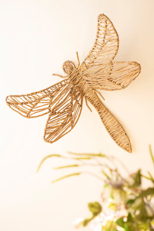 Seagrass And Iron Dragonfly Wall Decor By Kalalou