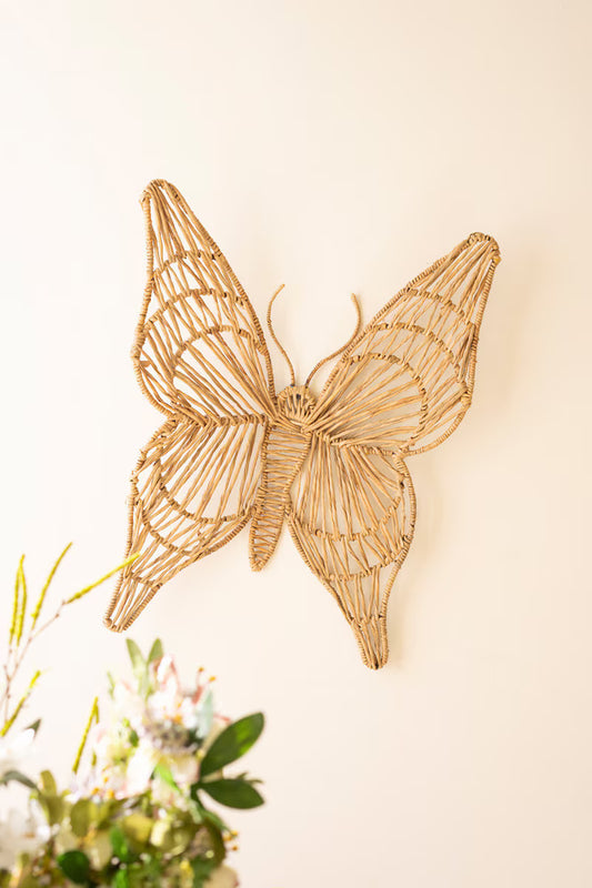Seagrass And Iron Butterfly Wall Decor By Kalalou