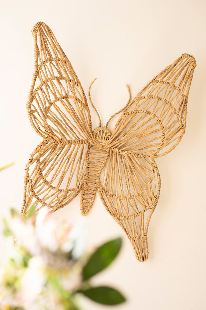 Seagrass And Iron Butterfly Wall Decor By Kalalou