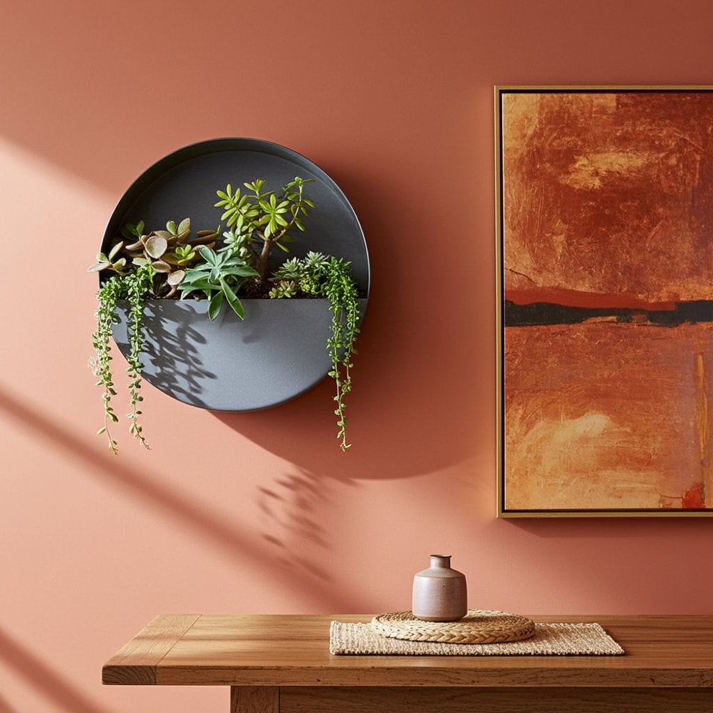 Wall Planters, Iron Indoor/Outdoor Circle & Semi Circle