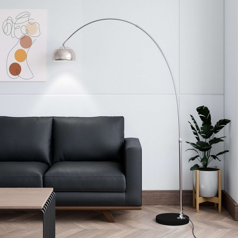Leisuremod Arco Mid-Century Modern Arched Floor Lamp 75.6" Height with Black Round Marble | Floor Lamps | Modishstore - 24
