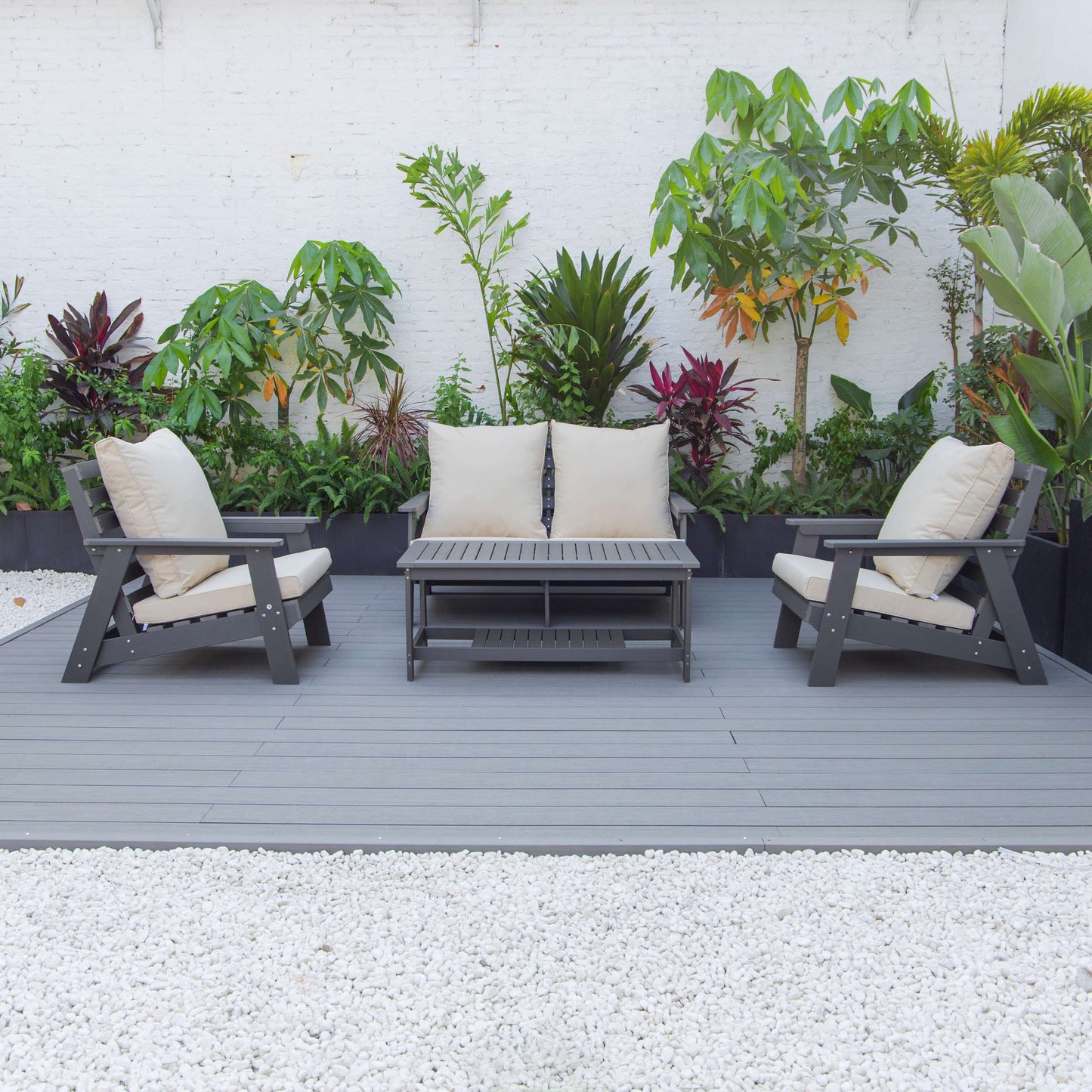 LeisureMod Alpine Poly Lumber 4-Piece Weather Resistant Patio Conversation Set | Outdoor Sofas, Loveseats & Sectionals | Modishstore