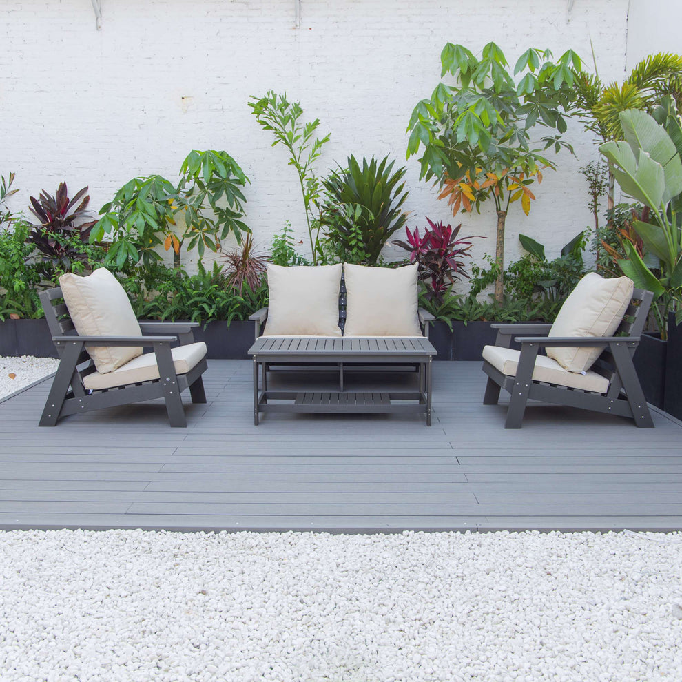 LeisureMod Alpine Poly Lumber 4-Piece Weather Resistant Patio Conversation Set | Outdoor Sofas, Loveseats & Sectionals | Modishstore