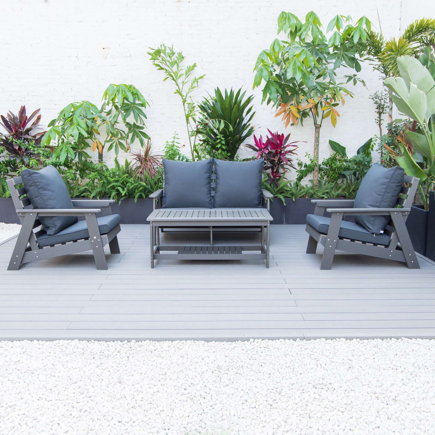 LeisureMod Alpine Poly Lumber 4-Piece Weather Resistant Patio Conversation Set | Outdoor Sofas, Loveseats & Sectionals | Modishstore - 19