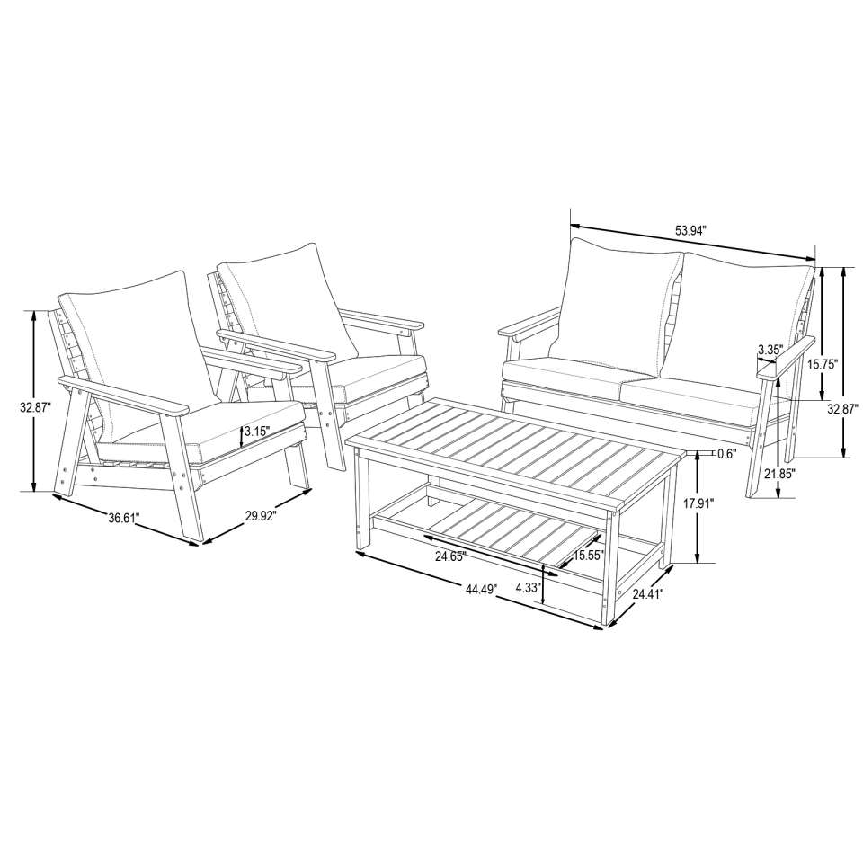 LeisureMod Alpine Poly Lumber 4-Piece Weather Resistant Patio Conversation Set | Outdoor Sofas, Loveseats & Sectionals | Modishstore - 39