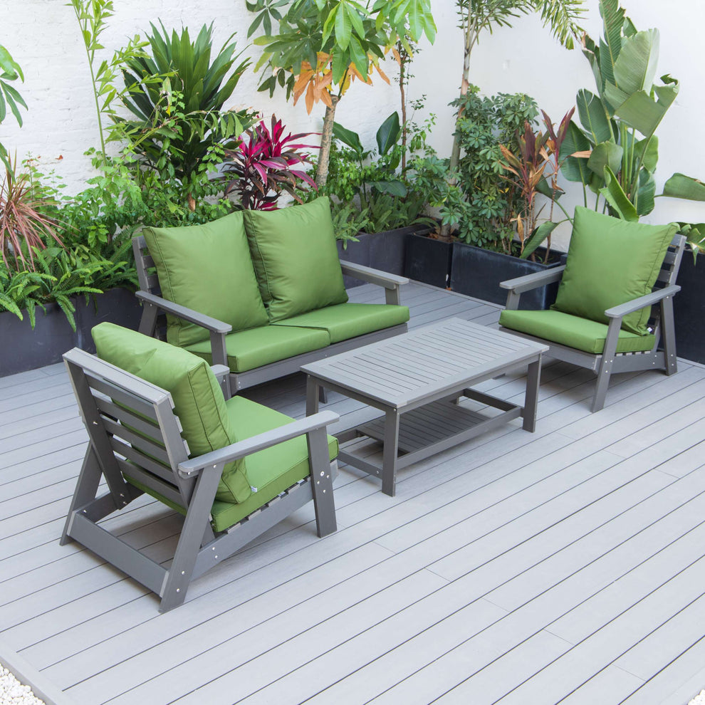 LeisureMod Alpine Poly Lumber 4-Piece Weather Resistant Patio Conversation Set | Outdoor Sofas, Loveseats & Sectionals | Modishstore - 49