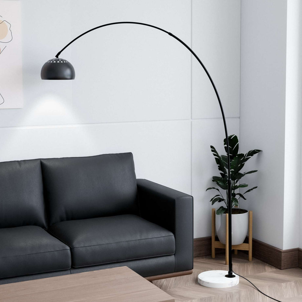 Leisuremod Arco Mid-Century Modern Arched Floor Lamp 75.6" Height with White Round Marble | Floor Lamps | Modishstore - 14
