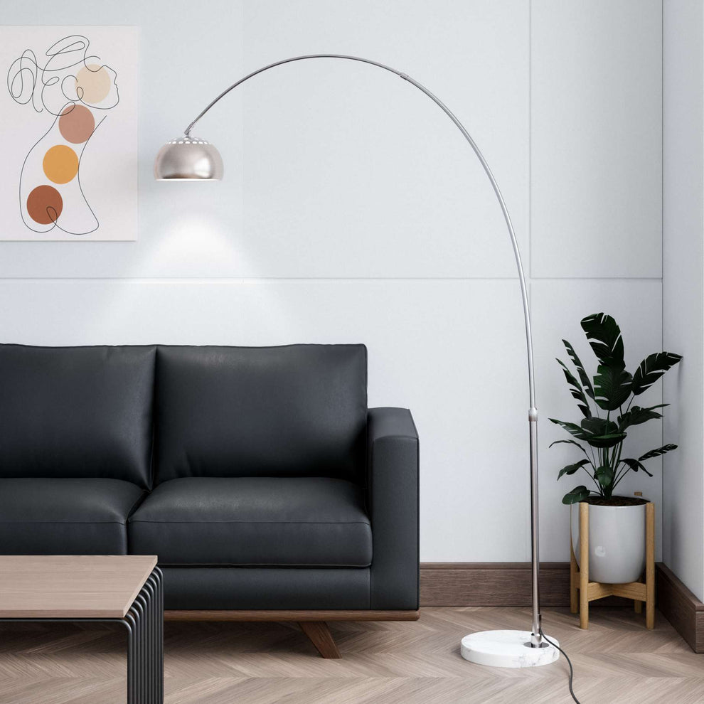 Leisuremod Arco Mid-Century Modern Arched Floor Lamp 75.6" Height with White Round Marble | Floor Lamps | Modishstore - 29
