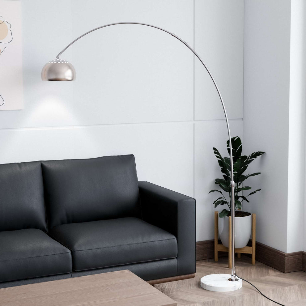 Leisuremod Arco Mid-Century Modern Arched Floor Lamp 75.6" Height with White Round Marble | Floor Lamps | Modishstore - 28