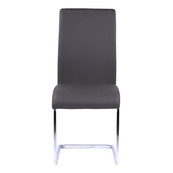 Metal Cantilever Base Leatherette Dining Chair, Set of 2, Gray and Silver By Benzara | Dining Chairs | Modishstore - 4