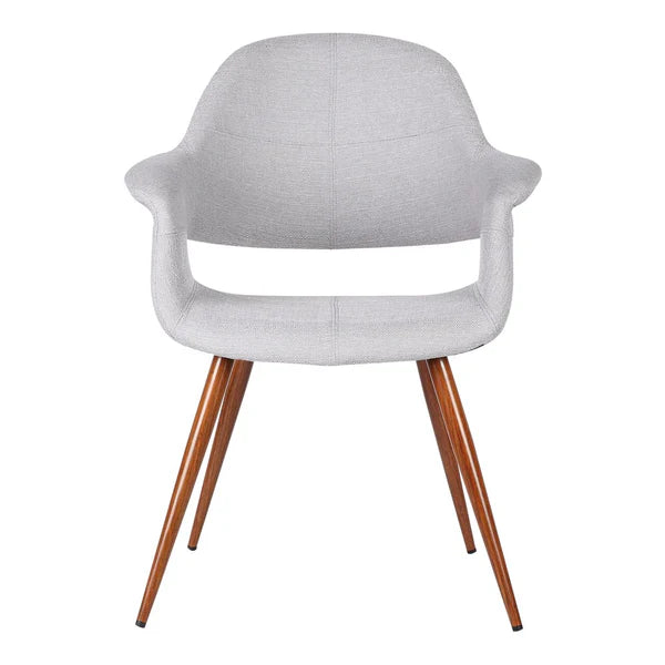 Fabric Mid Century Dining Chair with Round Tapered Legs, Gray and Brown By Benzara | Dining Chairs | Modishstore - 2