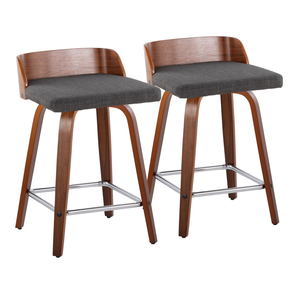 Maya 24" Fixed-Height Counter Stool - Set of 2 By LumiSource - B24-MAYAFB-GRTZS2 WLWLCHAR2 | Counter Stools | Modishstore - 5