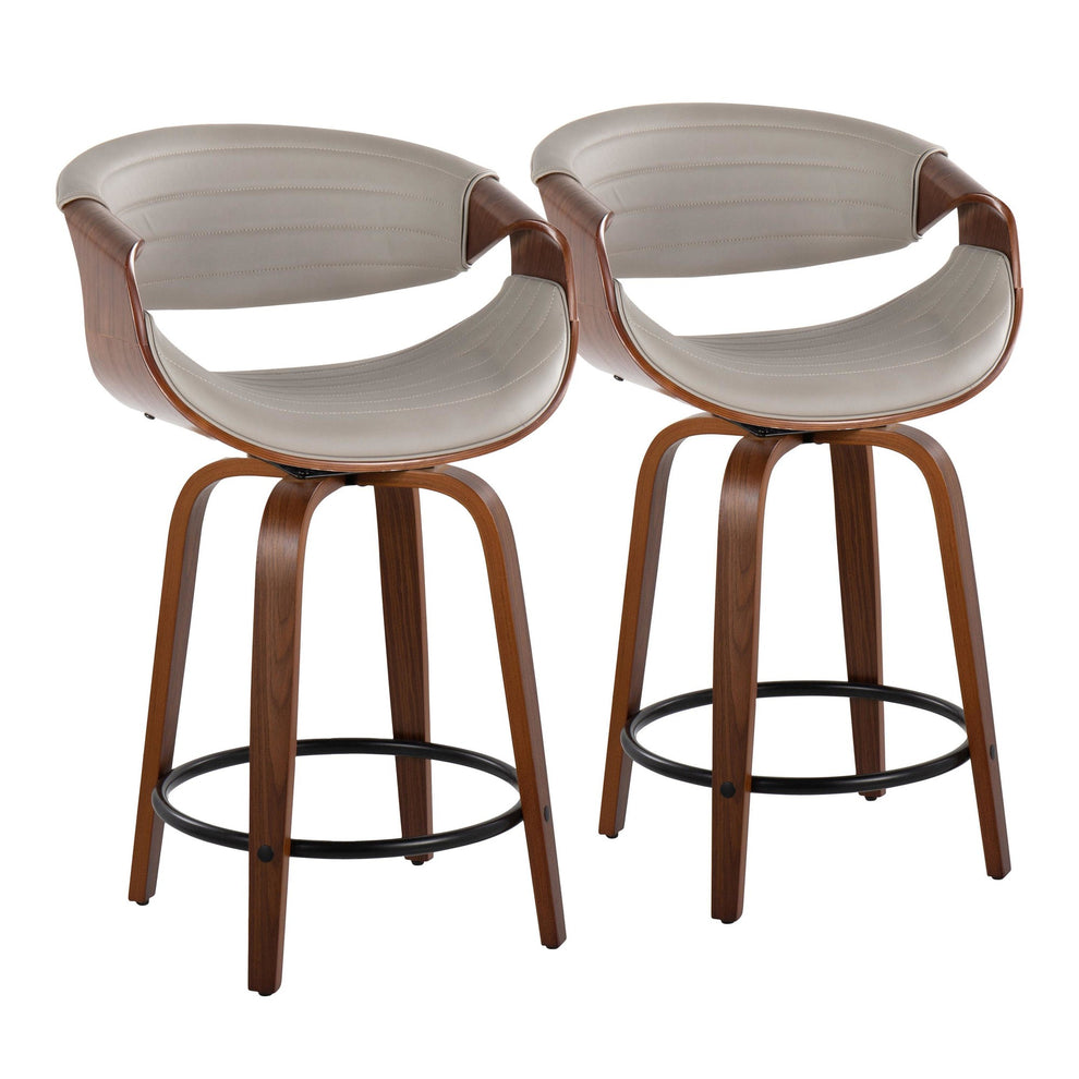 Symphony 24" Fixed-Height Counter Stool - Set of 2 By LumiSource - B24-SYMPPU-GRTZQ2 LGYLGYBK2 | Counter Stools | Modishstore - 15