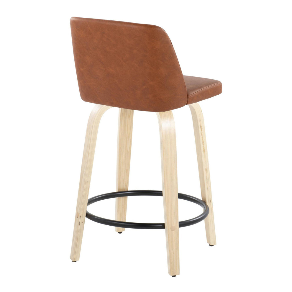 Toriano 24" Fixed Height Counter Stool - Set of 2 Brown By LumiSource | Counter Stools | Modishstore - 3