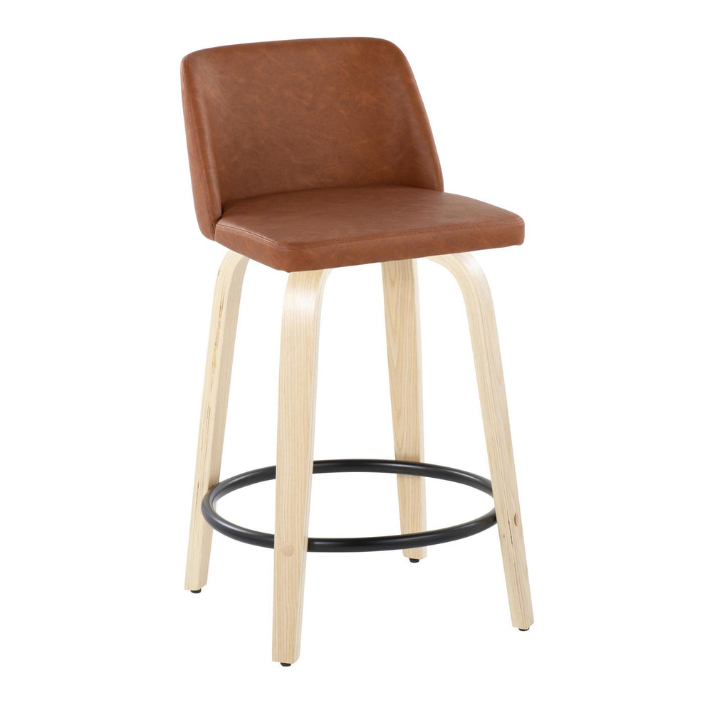 Toriano 24" Fixed Height Counter Stool - Set of 2 Brown By LumiSource | Counter Stools | Modishstore - 2