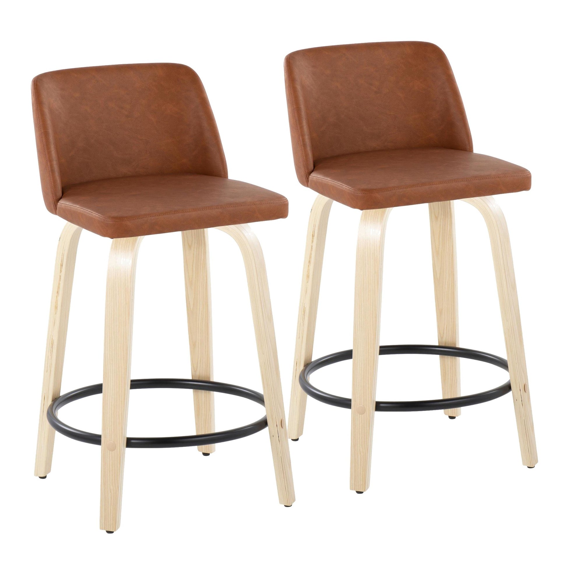 Toriano 24" Fixed Height Counter Stool - Set of 2 Brown By LumiSource | Counter Stools | Modishstore