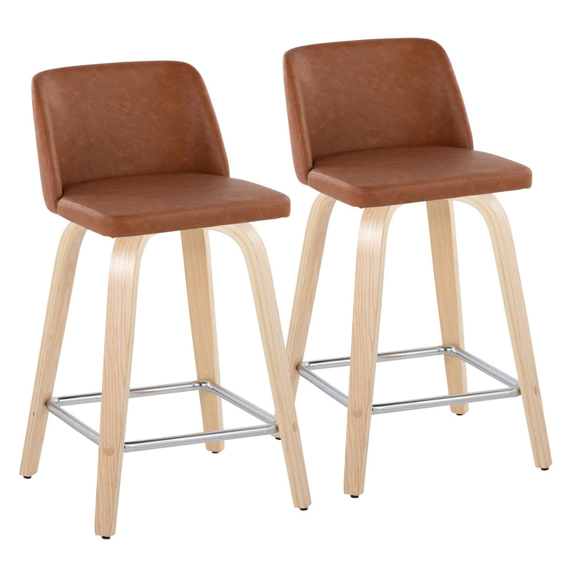 Toriano 24" Fixed Height Counter Stool - Set of 2 Brown By LumiSource | Counter Stools | Modishstore