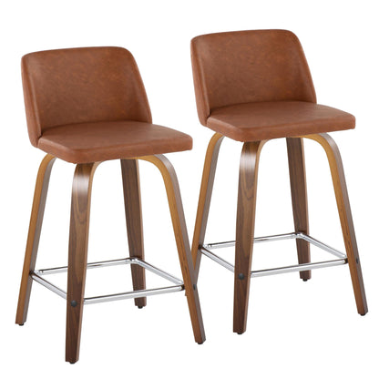 Toriano 24" Fixed Height Counter Stool - Set of 2 Brown By LumiSource | Counter Stools | Modishstore