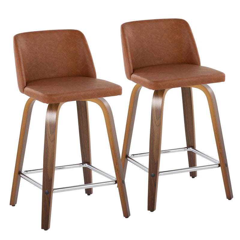 Toriano 24" Fixed Height Counter Stool - Set of 2 Brown By LumiSource | Counter Stools | Modishstore