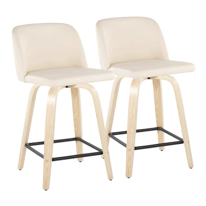 Toriano 24" Fixed Height Counter Stool - Set of 2 Cream By LumiSource | Counter Stools | Modishstore
