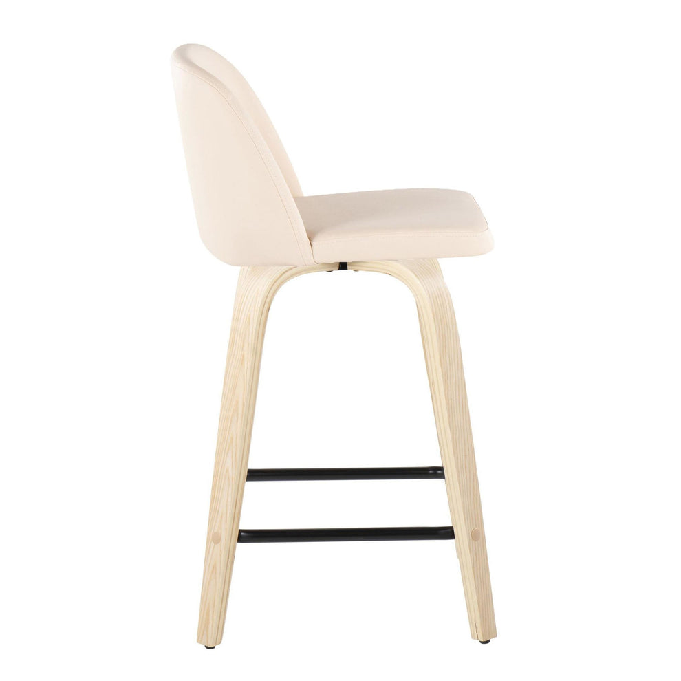 Toriano 24" Fixed Height Counter Stool - Set of 2 Cream By LumiSource | Counter Stools | Modishstore - 4