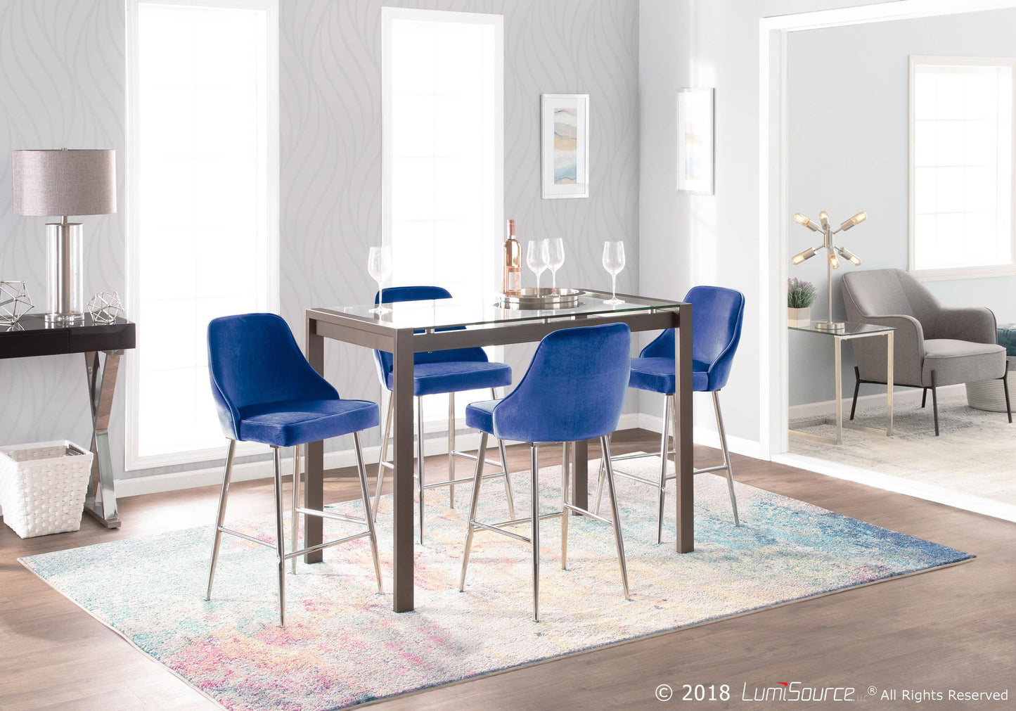 Marcel Counter Stool - Set of 2 By LumiSource - B25-MARCEL VBU2 | Counter Stools | Modishstore - 8