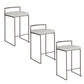 Fuji Stacker 26" Fixed-Height Counter Stool - Set of 3 By LumiSource - B26-FUJIFB ANLGY3 | Counter Stools | Modishstore - 3