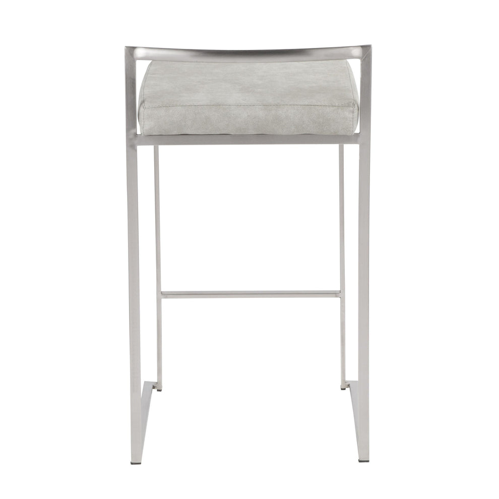 Fuji Stacker 26" Fixed-Height Counter Stool - Set of 3 By LumiSource - B26-FUJIFB SSLGY3 | Counter Stools | Modishstore - 8