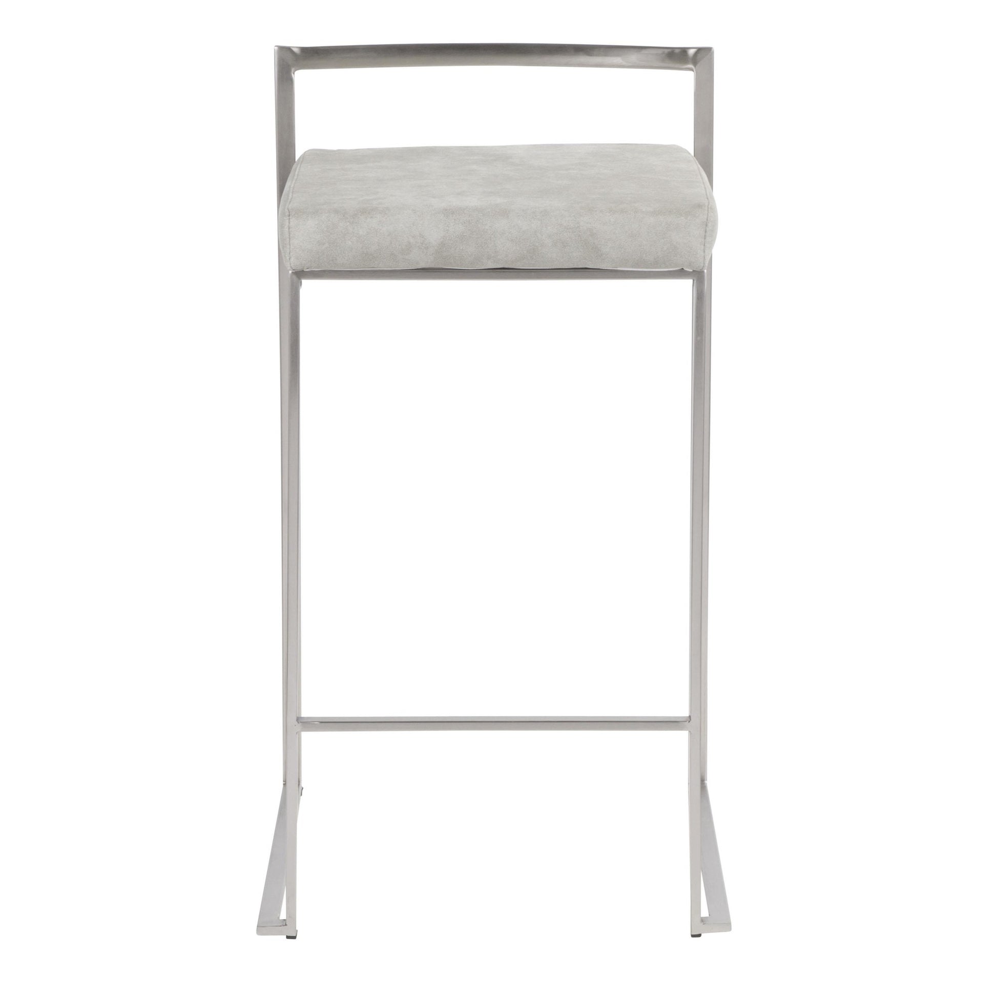 Fuji Stacker 26" Fixed-Height Counter Stool - Set of 3 By LumiSource - B26-FUJIFB SSLGY3 | Counter Stools | Modishstore - 7