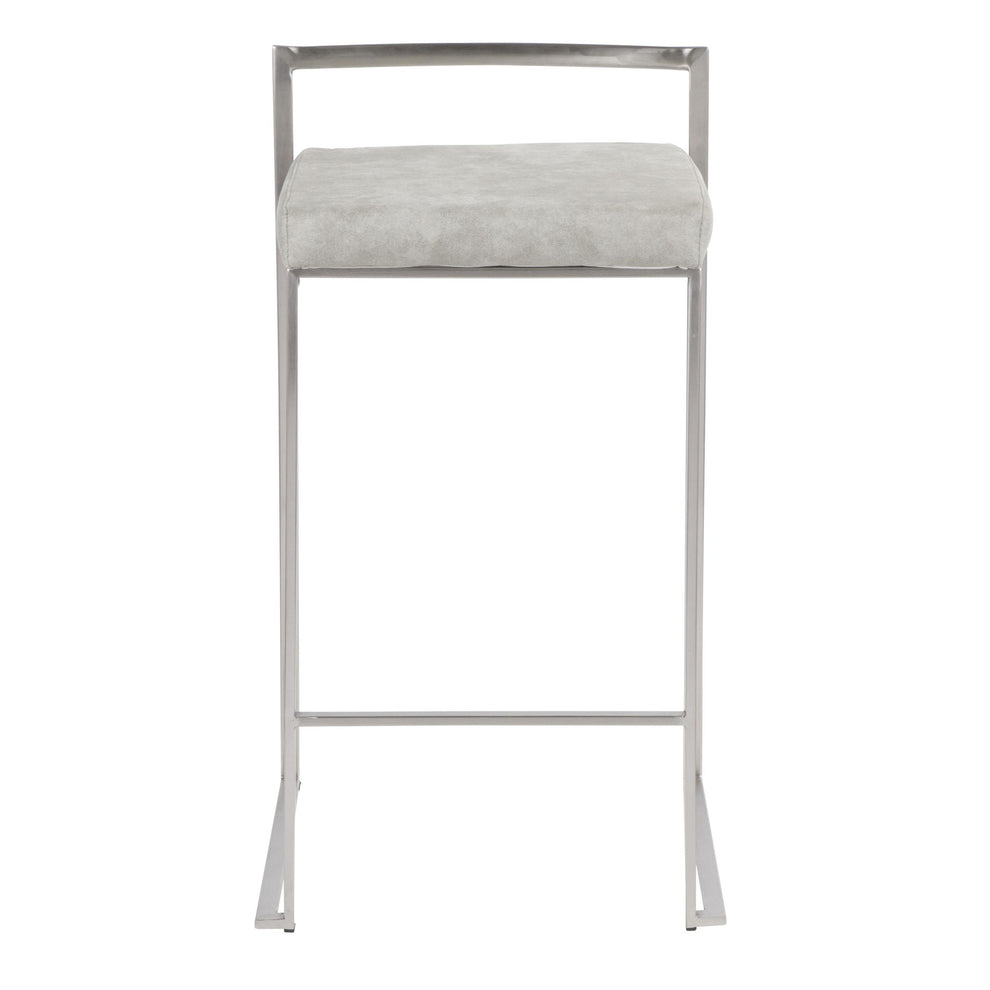 Fuji Stacker 26" Fixed-Height Counter Stool - Set of 3 By LumiSource - B26-FUJIFB SSLGY3 | Counter Stools | Modishstore - 7