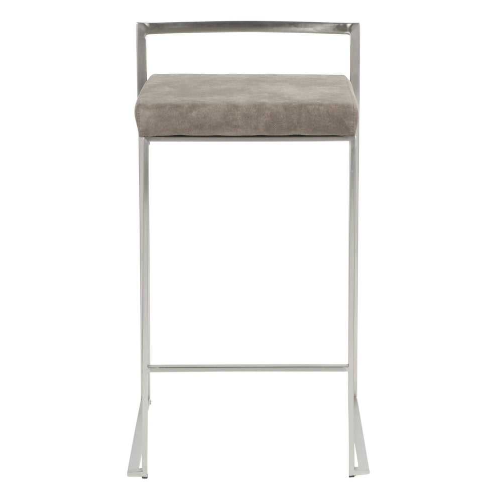 Fuji Stacker 26" Fixed-Height Counter Stool - Set of 3 By LumiSource - B26-FUJIFB SSLGY3 | Counter Stools | Modishstore - 15