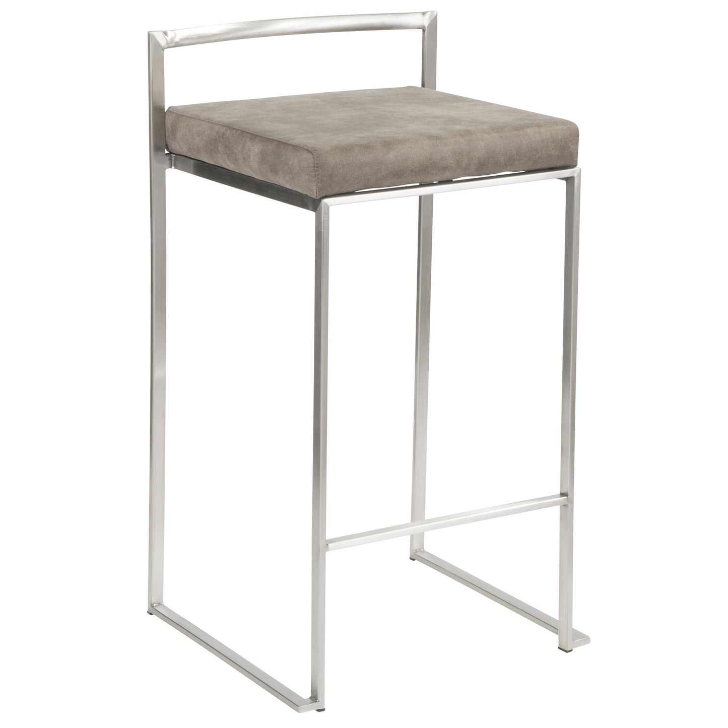 Fuji Stacker 26" Fixed-Height Counter Stool - Set of 3 By LumiSource - B26-FUJIFB SSLGY3 | Counter Stools | Modishstore - 12