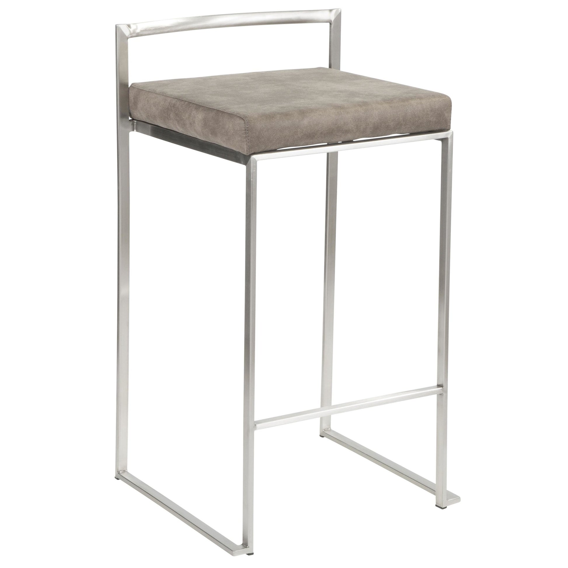 Fuji Stacker 26" Fixed-Height Counter Stool - Set of 3 By LumiSource - B26-FUJIFB SSLGY3 | Counter Stools | Modishstore - 12