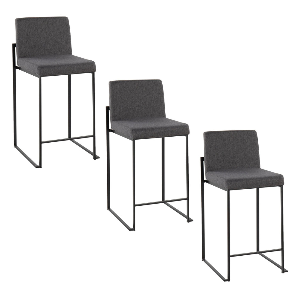 Fuji High Back 26" Fixed-Height Counter Stool - Set of 3 By LumiSource - B26-FUJIHBFB BKBG3 | Counter Stools | Modishstore - 11