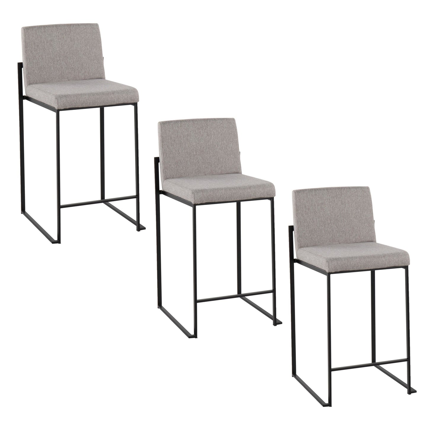 Fuji High Back 26" Fixed-Height Counter Stool - Set of 3 By LumiSource - B26-FUJIHBFB BKBG3 | Counter Stools | Modishstore - 19