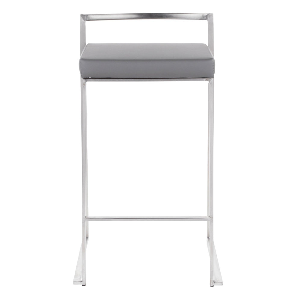 Fuji Stacker 26" Fixed-Height Counter Stool - Set of 3 By LumiSource - B26-FUJIPU SSBK3 | Counter Stools | Modishstore - 25