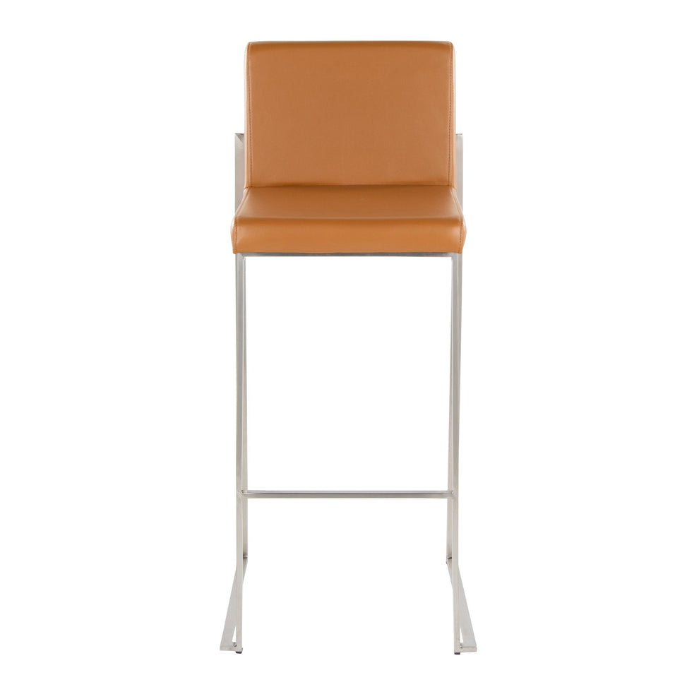 Fuji High Back 30" Fixed-Height Barstool - Set of 2 By LumiSource - B30-FUJIHBPU SSCAM2 | Bar Stools | Modishstore - 7