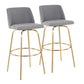 Toriano 30" Fixed-Height Barstool - Set of 2 By LumiSource - B30-TRNOFB-CLARZG2 AUBU2 | Bar Stools | Modishstore - 25