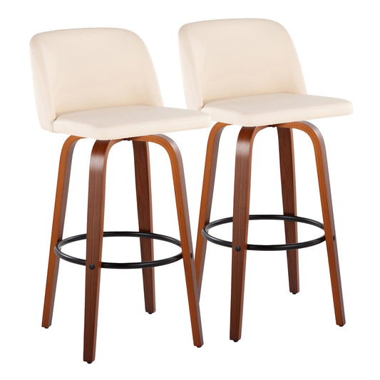 Toriano 30" Fixed Height Barstool - Set of 2 Cream By LumiSource | Bar Stools | Modishstore