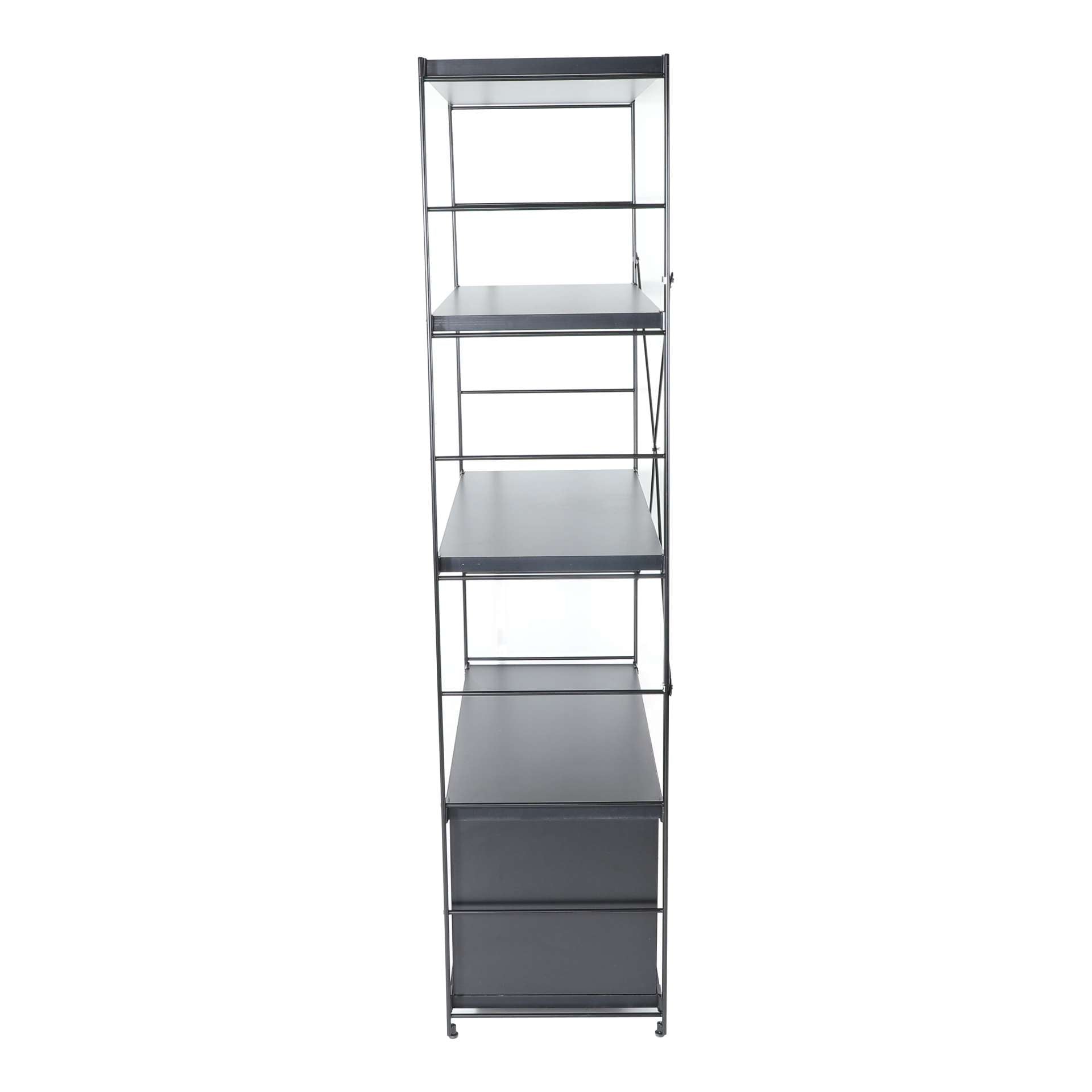 LeisureMod Brentwood Etagere Bookcase with Black Powder Coated Steel Frame and Melamine Board Shelves | Bookcases | Modishstore - 17